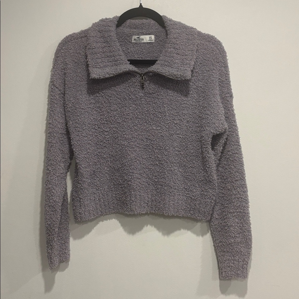 Hollister Lavender Fluffy Zip-Up Sweater Size XS
